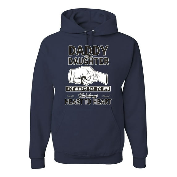 Wild Bobby,Daddy and Daughter Always Heart to Heart Daddys Girl Father Gift, Father's Day, Unisex Graphic Hoodie Sweatshirt, Navy, Large