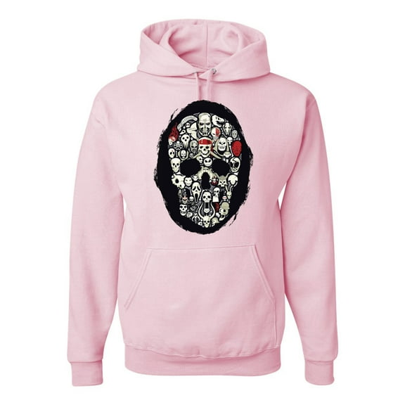 Wild Bobby, Dark Skeleton Grim Reaper Trippy Skull Face Fashion Graphic Hoodie Sweatshirt, Light Pink, 2XL