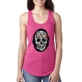 thumbnail image 1 of Wild Bobby, Dark Skeleton Grim Reaper Trippy Skull Face Fashion Ladies Racerback Tank Top, Raspberry, Medium, 1 of 1