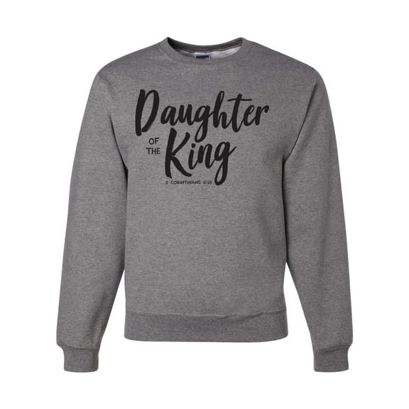 Wild Bobby Daughter Of The King 2 Corinthians 6:18 Inspirational/Christian Unisex Crewneck Graphic Sweatshirt, Heather Grey, X-Large