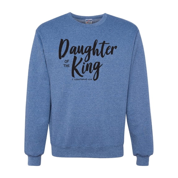 Wild Bobby Daughter Of The King 2 Corinthians 6:18 Inspirational/Christian Unisex Crewneck Graphic Sweatshirt, Vintage Heather Blue, 3X-Large