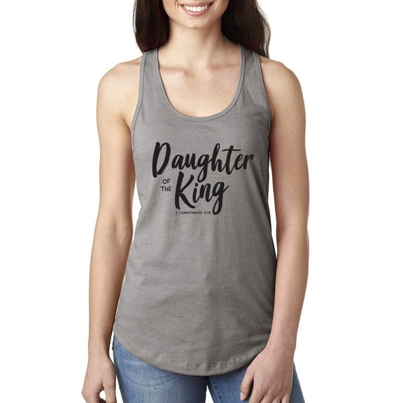 Wild Bobby Daughter Of The King 2 Corinthians 6:18 Inspirational/Christian Women Racerback Tank Top, Heather Grey, Small