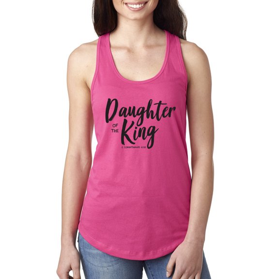 Wild Bobby, Daughter Of The King 2 Corinthians 6:18 Inspirational/Christian Women Racerback Tank Top, Raspberry, Medium