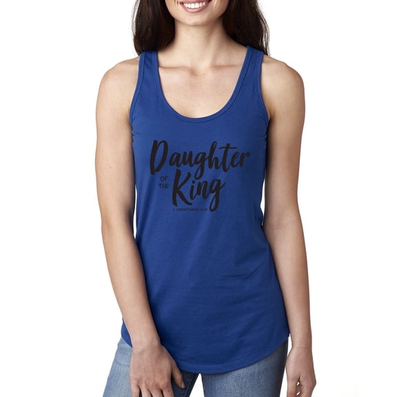 Wild Bobby Daughter Of The King 2 Corinthians 6:18 Inspirational/Christian Women Racerback Tank Top, Royal, Medium