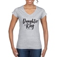 thumbnail image 1 of Wild Bobby Daughter Of The King 2 Corinthians 6:18 Inspirational/Christian Women Standard V-Neck Tee, Heather Grey, Small, 1 of 5