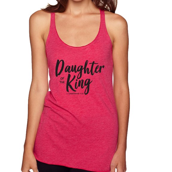 Wild Bobby Daughter Of The King 2 Corinthians 6:18 Inspirational/Christian Women Tri-Blend Racerback Tank Top, Shocking Pink, Large