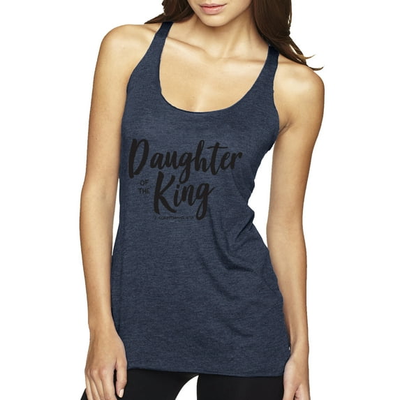 Wild Bobby, Daughter Of The King 2 Corinthians 6:18 Inspirational/Christian Women Tri-Blend Racerback Tank Top, Vintage Navy, Small