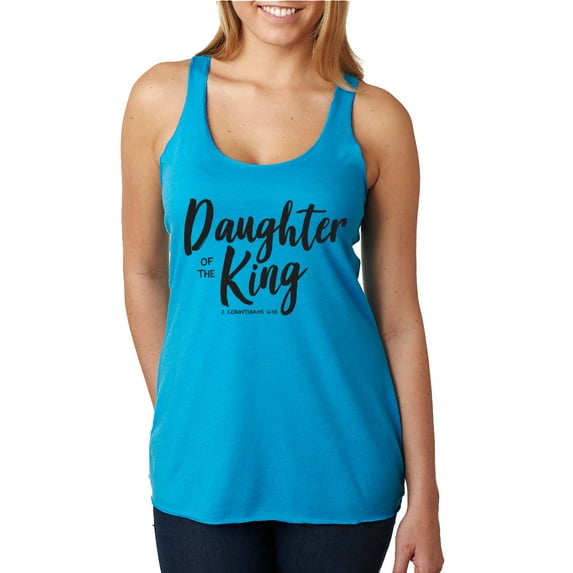 Wild Bobby Daughter Of The King 2 Corinthians 6:18 Inspirational/Christian Women Tri-Blend Racerback Tank Top, Vintage Turquoise, X-Large