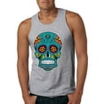 thumbnail image 1 of Wild Bobby Day Of The Dead Sugar Skull Pop Culture Men Graphic Tank Top, Heather Grey, 3X-Large, 1 of 5