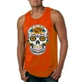 thumbnail image 1 of Wild Bobby Day Of The Dead Sugar Skull Pop Culture Men Graphic Tank Top, Orange, Small, 1 of 5
