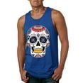thumbnail image 1 of Wild Bobby Day Of The Dead Sugar Skull Pop Culture Men Graphic Tank Top, Royal, Large, 1 of 5