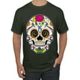 thumbnail image 1 of Wild Bobby Day Of The Dead Sugar Skull Pop Culture Men Graphic Tee, Forest Green, XX-Large, 1 of 5
