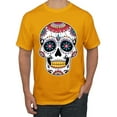 thumbnail image 1 of Wild Bobby Day Of The Dead Sugar Skull Pop Culture Men Graphic Tee, Gold, Medium, 1 of 5