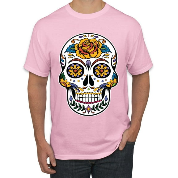 Wild Bobby Day Of The Dead Sugar Skull Pop Culture Men Graphic Tee, Light Pink, Small