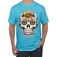 thumbnail image 1 of Wild Bobby Day Of The Dead Sugar Skull Pop Culture Men Graphic Tee, Light Turquoise, Small, 1 of 5