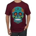 thumbnail image 1 of Wild Bobby Day Of The Dead Sugar Skull Pop Culture Men Graphic Tee, Maroon, X-Large, 1 of 5