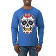 thumbnail image 1 of Wild Bobby Day Of The Dead Sugar Skull Pop Culture Men Long Sleeve Shirt, Royal, Medium, 1 of 5