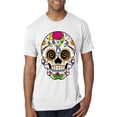 thumbnail image 1 of Wild Bobby, Day Of The Dead Sugar Skull Pop Culture Men Premium Tri Blend Tee, Heather White, Large, 1 of 5