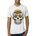 thumbnail image 1 of Wild Bobby, Day Of The Dead Sugar Skull Pop Culture Men Premium Tri Blend Tee, Heather White, Medium, 1 of 5