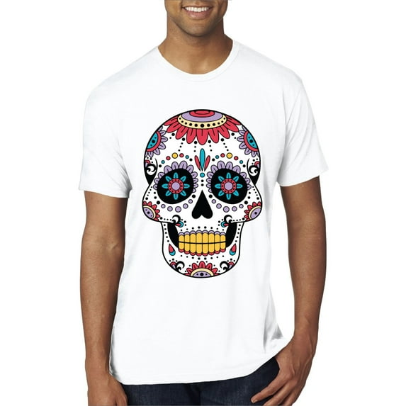 Wild Bobby Day Of The Dead Sugar Skull Pop Culture Men Premium Tri Blend Tee, True White, Small