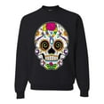 thumbnail image 1 of Wild Bobby Day Of The Dead Sugar Skull Pop Culture Unisex Crewneck Graphic Sweatshirt, Black, X-Large, 1 of 5