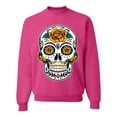 thumbnail image 1 of Wild Bobby Day Of The Dead Sugar Skull Pop Culture Unisex Crewneck Graphic Sweatshirt, Fuschia, Large, 1 of 5