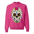 thumbnail image 1 of Wild Bobby Day Of The Dead Sugar Skull Pop Culture Unisex Crewneck Graphic Sweatshirt, Fuschia, Medium, 1 of 5