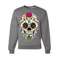 thumbnail image 1 of Wild Bobby Day Of The Dead Sugar Skull Pop Culture Unisex Crewneck Graphic Sweatshirt, Heather Grey, Medium, 1 of 5