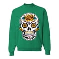 thumbnail image 1 of Wild Bobby Day Of The Dead Sugar Skull Pop Culture Unisex Crewneck Graphic Sweatshirt, Kelly, 3X-Large, 1 of 5