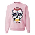 thumbnail image 1 of Wild Bobby, Day Of The Dead Sugar Skull Pop Culture Unisex Crewneck Graphic Sweatshirt, Light Pink, 3X-Large, 1 of 5