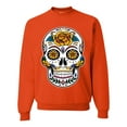 thumbnail image 1 of Wild Bobby Day Of The Dead Sugar Skull Pop Culture Unisex Crewneck Graphic Sweatshirt, Orange, 3X-Large, 1 of 5