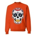 thumbnail image 1 of Wild Bobby Day Of The Dead Sugar Skull Pop Culture Unisex Crewneck Graphic Sweatshirt, Orange, 3X-Large, 1 of 5