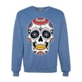 thumbnail image 1 of Wild Bobby Day Of The Dead Sugar Skull Pop Culture Unisex Crewneck Graphic Sweatshirt, Vintage Heather Blue, Medium, 1 of 5
