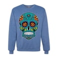 thumbnail image 1 of Wild Bobby Day Of The Dead Sugar Skull Pop Culture Unisex Crewneck Graphic Sweatshirt, Vintage Heather Blue, XX-Large, 1 of 5