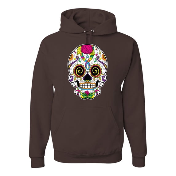 Wild Bobby Day Of The Dead Sugar Skull Pop Culture Unisex Graphic Hoodie Sweatshirt, Brown, Small