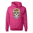 thumbnail image 1 of Wild Bobby Day Of The Dead Sugar Skull Pop Culture Unisex Graphic Hoodie Sweatshirt, Fuschia, Small, 1 of 5