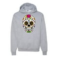 thumbnail image 1 of Wild Bobby Day Of The Dead Sugar Skull Pop Culture Unisex Graphic Hoodie Sweatshirt, Heather Grey, Medium, 1 of 5