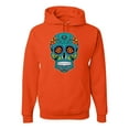 thumbnail image 1 of Wild Bobby Day Of The Dead Sugar Skull Pop Culture Unisex Graphic Hoodie Sweatshirt, Orange, XX-Large, 1 of 5