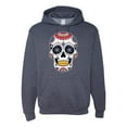 thumbnail image 1 of Wild Bobby Day Of The Dead Sugar Skull Pop Culture Unisex Graphic Hoodie Sweatshirt, Vintage Heather Navy, X-Large, 1 of 5
