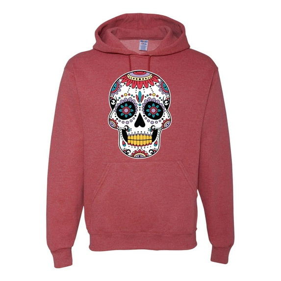 Wild Bobby Day Of The Dead Sugar Skull Pop Culture Unisex Graphic Hoodie Sweatshirt, Vintage Heather Red, 3X-Large