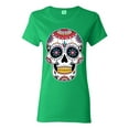 thumbnail image 1 of Wild Bobby Day Of The Dead Sugar Skull Pop Culture Women Graphic Tee, Kelly, 3X-Large, 1 of 5