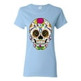 thumbnail image 1 of Wild Bobby Day Of The Dead Sugar Skull Pop Culture Women Graphic Tee, Light Blue, 3X-Large, 1 of 5