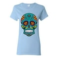 thumbnail image 1 of Wild Bobby Day Of The Dead Sugar Skull Pop Culture Women Graphic Tee, Light Blue, Small, 1 of 5
