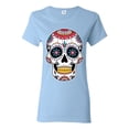 thumbnail image 1 of Wild Bobby Day Of The Dead Sugar Skull Pop Culture Women Graphic Tee, Light Blue, X-Large, 1 of 5
