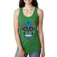 thumbnail image 1 of Wild Bobby Day Of The Dead Sugar Skull Pop Culture Women Racerback Tank Top, Kelly, Small, 1 of 5