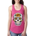 thumbnail image 1 of Wild Bobby, Day Of The Dead Sugar Skull Pop Culture Women Racerback Tank Top, Raspberry, Small, 1 of 5