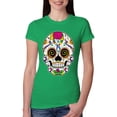 thumbnail image 1 of Wild Bobby Day Of The Dead Sugar Skull Pop Culture Women Slim Fit Junior Tee, Kelly, XX-Large, 1 of 5