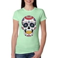 thumbnail image 1 of Wild Bobby Day Of The Dead Sugar Skull Pop Culture Women Slim Fit Junior Tee, Mint, XX-Large, 1 of 5