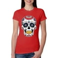 thumbnail image 1 of Wild Bobby Day Of The Dead Sugar Skull Pop Culture Women Slim Fit Junior Tee, Red, X-Large, 1 of 5