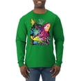 thumbnail image 1 of Wild Bobby Dean Russo Cat Wearing a Crown Thinking Cat Crowned Cat Lover Men Long Sleeve Shirt, Kelly, 3X-Large, 1 of 5